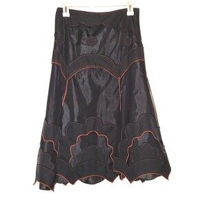 Vintage Extreme Nylon Grunge Goth Patchwork Floral Appliqué Skirt Size US 6